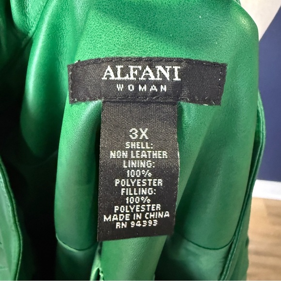 Alfani Green Stitch Detail Stand Collar Faux Leather Jacket Plus Size 3X - Picture 6 of 7